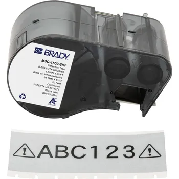 Brady M5C-1500-584 / 170937, 38.10 mm x 6.10 m, Plastic, černý tisk / bílý podklad