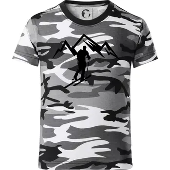 Chlapecké tričko Skialp výlet na hory - Dětské maskáčové triko - 134 cm/8 let ( Šedý maskáč )