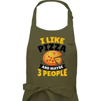 Kuchyňská zástěra I like pizza and maybe 3 people - Pánská zástěra na vaření - Univerzální velikost ( Khaki )