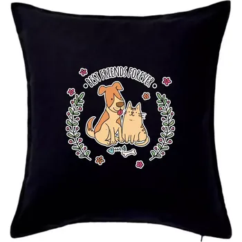 Polštář Kočka a pes best friends - Polštář 50x50 - 50x50 - Pouze potah ( Černá )