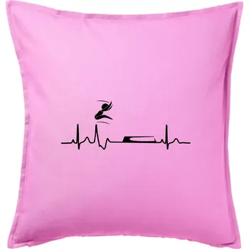 Polštář EKG skok do dálky - Polštář 50x50 - 50x50 - Pouze potah ( Růžová )