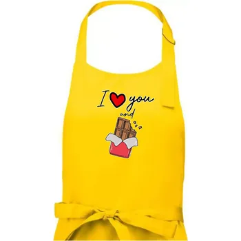 Kuchyňská zástěra I love you and chocolate - Pánská zástěra na vaření - Univerzální velikost ( Žlutá )