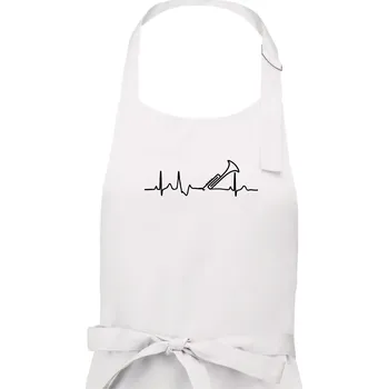Kuchyňská zástěra Trubka ekg - Pánská zástěra na vaření - Univerzální velikost ( Bílá )
