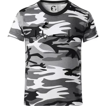 Chlapecké tričko EKG skok do dálky - Dětské maskáčové triko - 104-110cm / 3-4 roky ( Šedý maskáč )