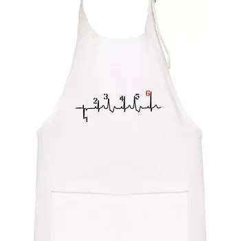 Kuchyňská zástěra Moto EKG řazení - Dětská zástěra na vaření - Univerzální velikost ( Bílá )
