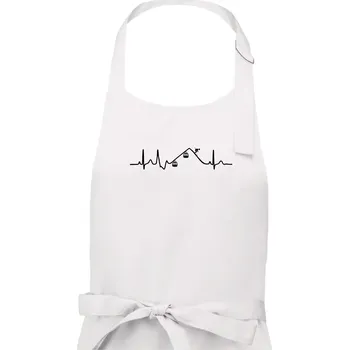 Kuchyňská zástěra EKG lanovka - Dámská zástěra na vaření - Univerzální velikost ( Bílá )
