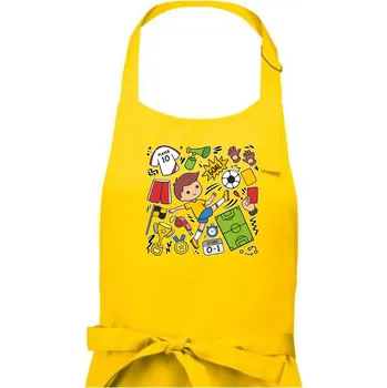 Kuchyňská zástěra Malý fotbalista ikony - Dámská zástěra na vaření - Univerzální velikost ( Žlutá )