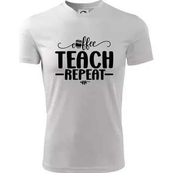 Chlapecké tričko Coffee teach repeat - Dětské triko sportovní (dresovina) - 122 cm/6 let ( Bílá )