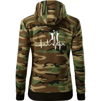 Dámská mikina EKG volejbalistky - Dámská mikina trendy zipper s kapucí - L ( Hnědý maskáč )