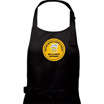 Kuchyňská zástěra Děda neposeda med - Pánská zástěra na vaření - Univerzální velikost ( Černá )