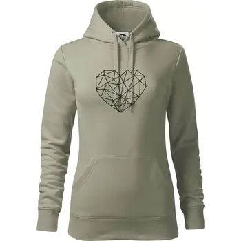 Dámská mikina Srdce geometrie - Mikina dámská Cape s kapucí - XL ( Light khaki )
