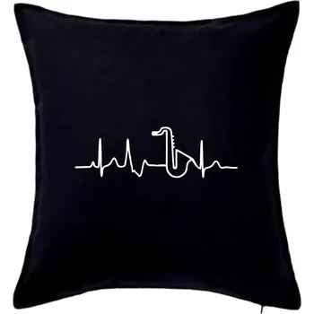 Polštář Saxofon ekg - Polštář 50x50 - 50x50 - Pouze potah ( Černá )