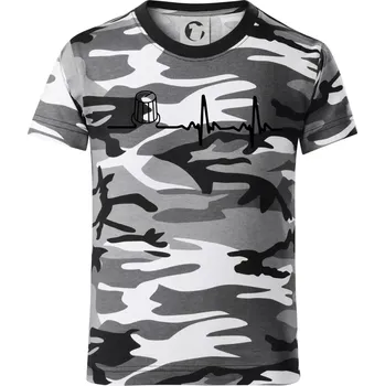 Chlapecké tričko Muzikant volume EKG - Dětské maskáčové triko - 104-110cm / 3-4 roky ( Šedý maskáč )