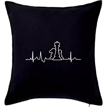 Polštář EKG šachy - Polštář 50x50 - 50x50 - Pouze potah ( Černá )