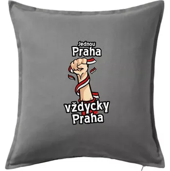 Polštář Jednou Praha vždycky Praha - Polštář 50x50 - 50x50 - Včetně výplně ( Tmavě šedý melír )