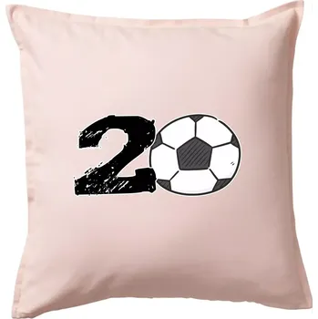 Polštář Fotbal kulaté narozeniny 20 - Polštář 50x50 - 50x50 - Včetně výplně ( Světle růžová )