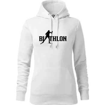 Dámská mikina Biathlon nápis - Mikina dámská Cape s kapucí - L ( Bílá )