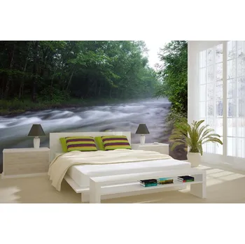 Fototapeta DIMEX | Samolepicí vliesová fototapeta na zeď Řeka v oparu MA-5-3107 | 375 x 250 cm | zelená, bílá, hnědá + Samolepicí vliesová fototapeta na stěnu DIMEX Řeka v oparu MA53107 v rozměru 375 x 250 cm