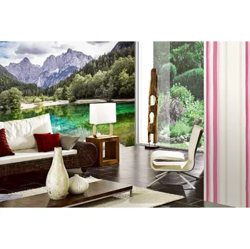 Fototapeta DIMEX | Samolepicí vliesová fototapeta na zeď Jezero Jasna MA-5-3073 | 375 x 250 cm | zelená, bílá, šedá + Samolepicí vliesová fototapeta na stěnu DIMEX Jezero Jasna MA53073 v rozměru 375 x 250 cm