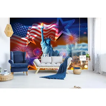 Fototapeta DIMEX | Samolepicí vliesová fototapeta na zeď Socha svobody ilustrace MA-5-3012 | 375 x 250 cm | modrá, červená, bílá + Samolepicí vliesová fototapeta na stěnu DIMEX Socha svobody ilustrace MA53012 v rozměru 375 x 250 cm