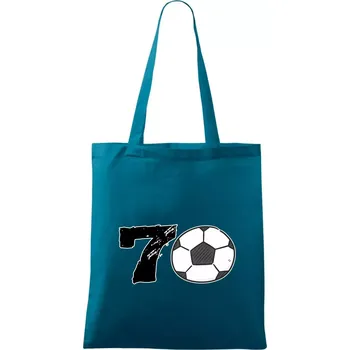 Nákupní taška Fotbal kulaté narozeniny 70 - Taška bavlněná - 42 x 38 cm ( Petrolejová )