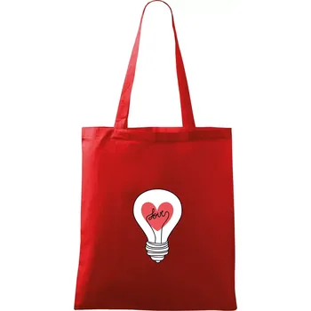 Nákupní taška Love žárovka rozum - Taška bavlněná - 42 x 38 cm ( Červená )