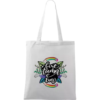 Barevné tužky best teacher ever - Taška bavlněná - 42 x 38 cm ( Bílá )