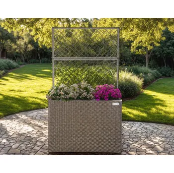 Květináč Polyratanový květináč s treláží |krémový