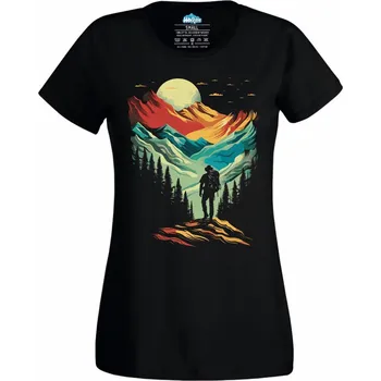 Dámské tričko Dámské tričko Cesta do divočiny Mountain Hiker (Velikost: XS, Barva: Černá)