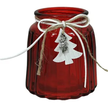 Svícen Svícen skleněný červený 11*10cm 9306137