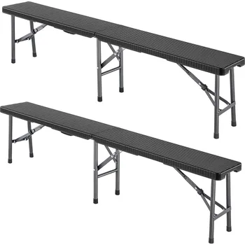 Zahradní sestava Sada 2 skládacích pivních laviček z polyratanu