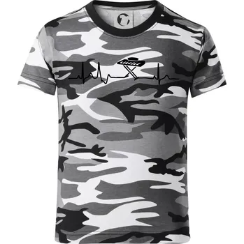 Chlapecké tričko Piano ekg - přenosné - Dětské maskáčové triko - 104-110cm / 3-4 roky ( Šedý maskáč )