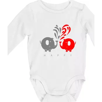 Slon veselý - Body kojenecké s dlouhým rukávem - Dlouhý r. do 3 měs ( Bílá )