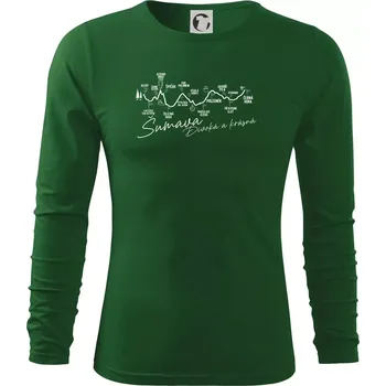 Pánské oblečení Šumava - Divoká a krásná - Triko s dlouhým rukávem FIT-T long sleeve - 2XL ( Lahvově zelená )