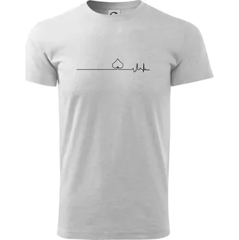 Pánské tričko Poker EKG listy piky - Triko extra velké (5-8XL) - 7XL ( Světlešedý Melír )