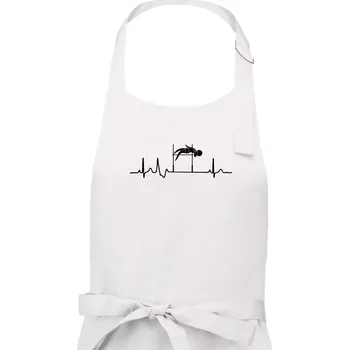Kuchyňská zástěra EKG skok do výšky - Pánská zástěra na vaření - Univerzální velikost ( Bílá )