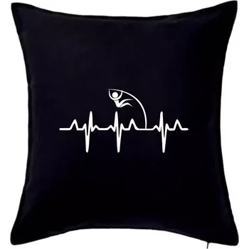 Polštář EKG skok o tyči - Polštář 50x50 - 50x50 - Včetně výplně ( Černá )