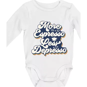 More espresso less depresso - Body kojenecké s dlouhým rukávem - Dlouhý r. do 3 měs ( Bílá )