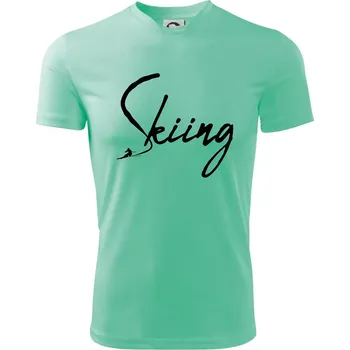 Skiing nápis lyžař - Dětské triko sportovní (dresovina) - 158 cm/12 let ( Mátová )