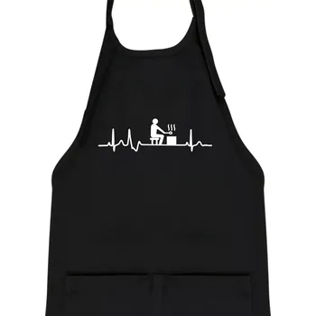 Kuchyňská zástěra EKG sauna - Dětská zástěra na vaření - Univerzální velikost ( Černá )