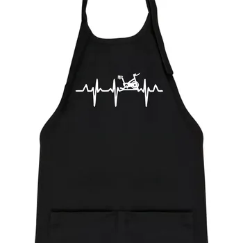 Kuchyňská zástěra EKG rotoped - Dětská zástěra na vaření - Univerzální velikost ( Černá )