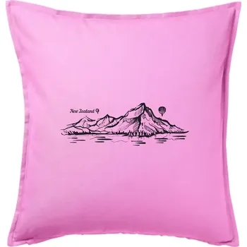 Polštář Nový Zéland nápis a hory Aoraki - Mount Cook - Polštář 50x50 - 50x50 - Pouze potah ( Růžová )