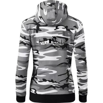 Dámská mikina Parkour ekg - Dámská mikina trendy zipper s kapucí - L ( Šedý maskáč )