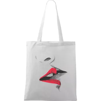 Líbačka dvě pusy tisk - Taška bavlněná - 42 x 38 cm ( Bílá )