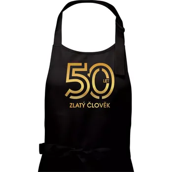 Kuchyňská zástěra 50 let zlatý člověk - Dámská zástěra na vaření - Univerzální velikost ( Černá )