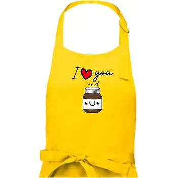 Kuchyňská zástěra I love you and nugget - Dámská zástěra na vaření - Univerzální velikost ( Žlutá )