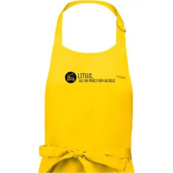 Kuchyňská zástěra Lituji na práci mám alergii - Pánská zástěra na vaření - Univerzální velikost ( Žlutá )