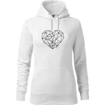Dámská mikina Srdce geometrie - Mikina dámská Cape s kapucí - M ( Bílá )