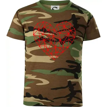 Srdce síť - Dětské maskáčové triko - 104-110cm / 3-4 roky ( Hnědý maskáč )