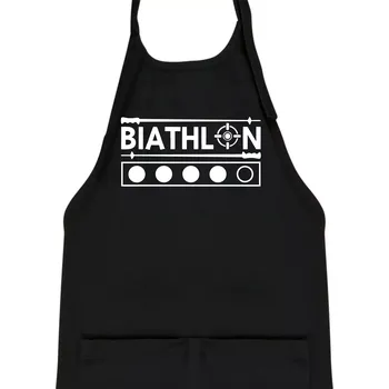 Kuchyňská zástěra Biathlon terč a hůlky - Dětská zástěra na vaření - Univerzální velikost ( Černá )
